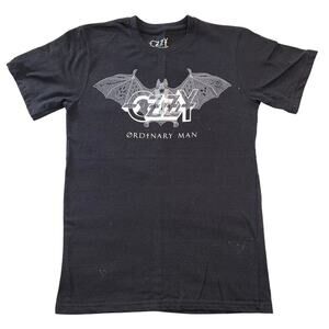 Ozzy Osbourne Ordinary Man Unisex T Shirt Bat Logo Short Sleeve Black Small